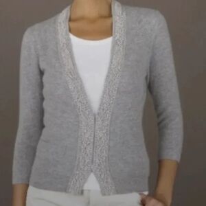 Vintage J.Crew Embellished Cashmere Sweater OATMEAL color Jenna Lyons Era (MED)